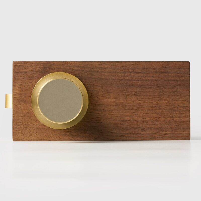 FERN Bouton de porte en laiton massif et cuir - Laiton satiné