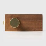 FERN Bouton de porte en laiton massif et cuir - Laiton satiné