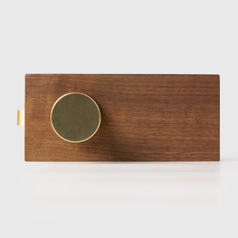 FERN Bouton de porte en laiton massif et cuir - Laiton satiné