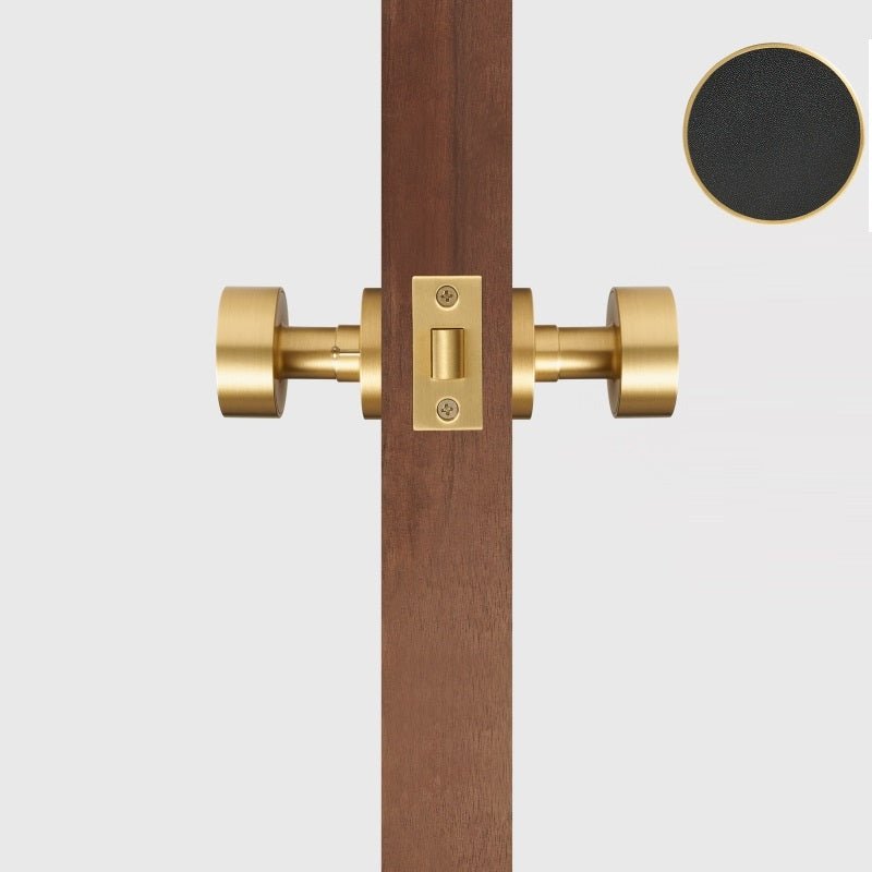 FERN Bouton de porte en laiton massif et cuir - Laiton satiné