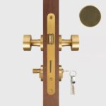 FERN Bouton de porte en laiton massif et cuir - Laiton satiné