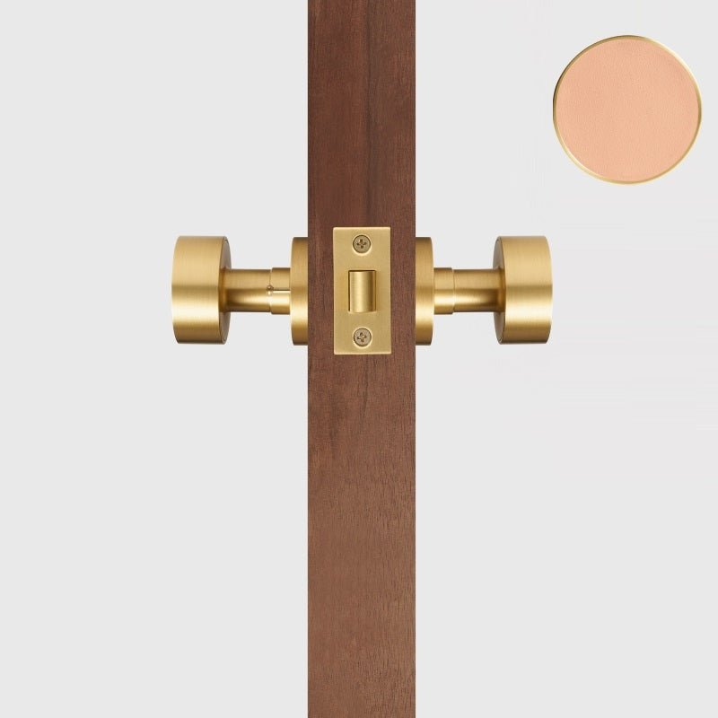 FERN Bouton de porte en laiton massif et cuir - Laiton satiné