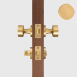 FERN Bouton de porte en laiton massif et cuir - Laiton satiné