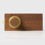 FERN Bouton de porte en laiton massif et cuir - Laiton satiné