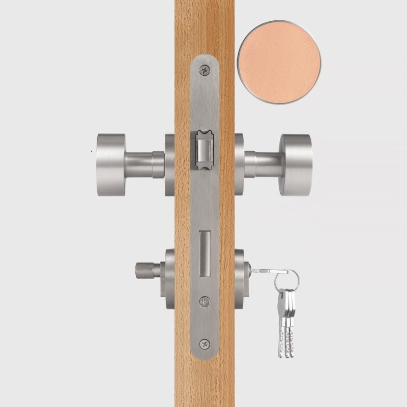 FERN Bouton de porte en laiton massif et cuir - Nickel satiné