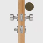 FERN Bouton de porte en laiton massif et cuir - Nickel satiné