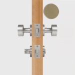 FERN Bouton de porte en laiton massif et cuir - Nickel satiné