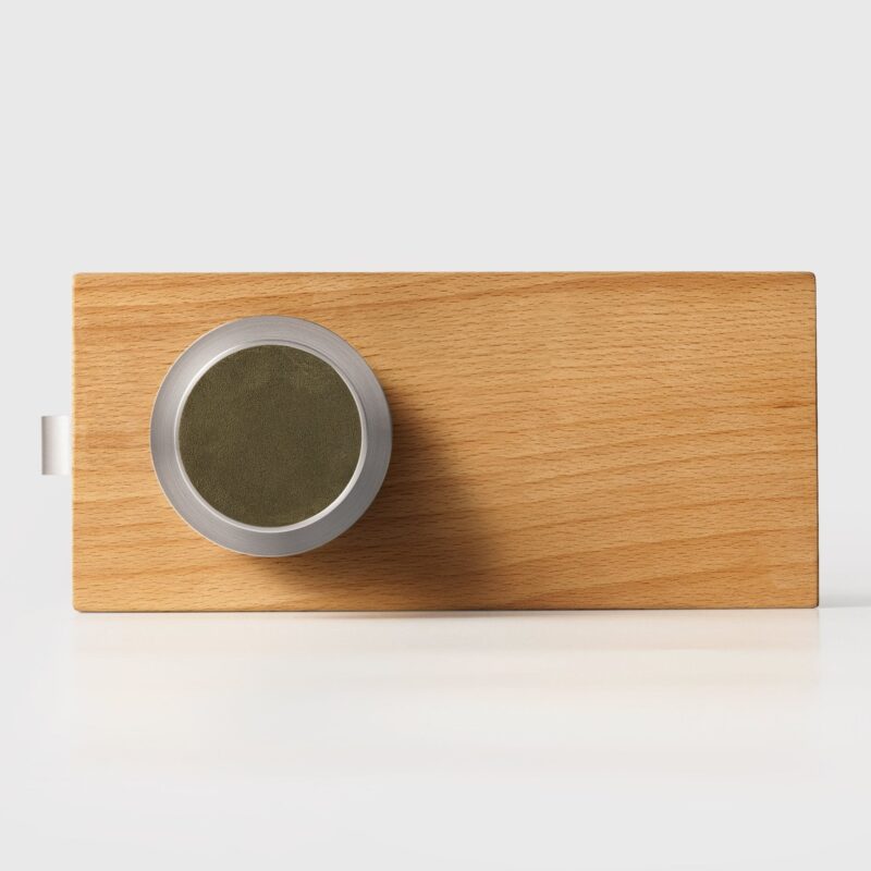 FERN Bouton de porte en laiton massif et cuir - Nickel satiné