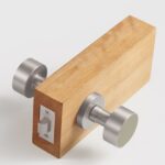 FERN Bouton de porte en laiton massif et cuir - Nickel satiné