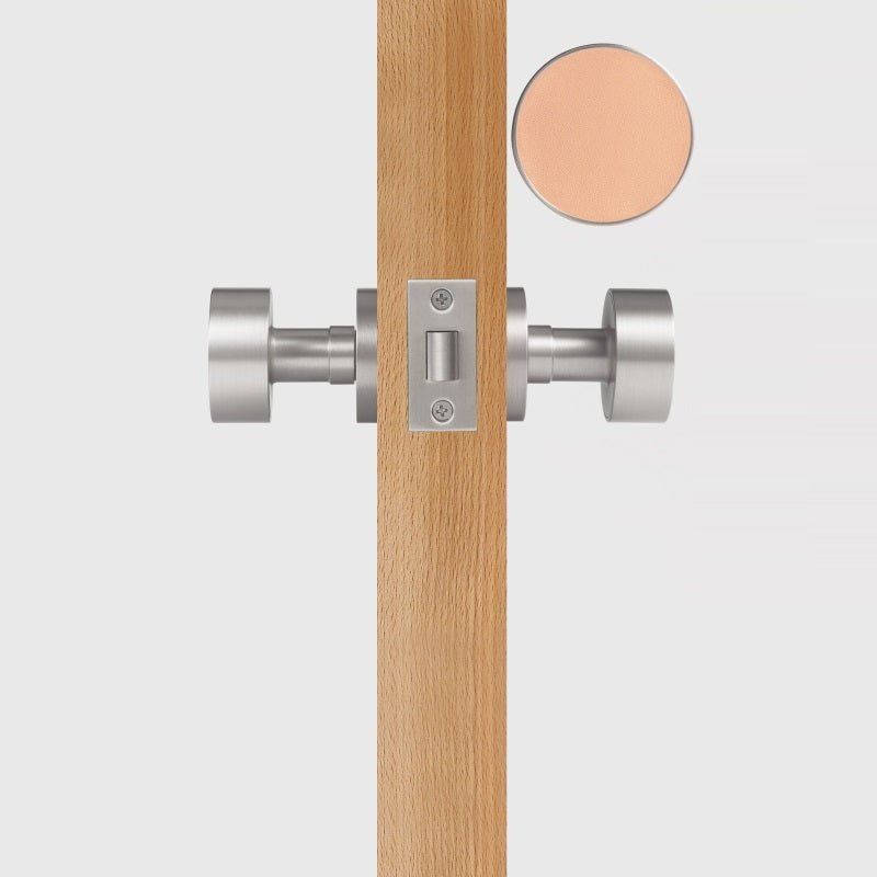 FERN Bouton de porte en laiton massif et cuir - Nickel satiné