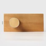 FERN Bouton de porte en laiton massif et cuir - Nickel satiné