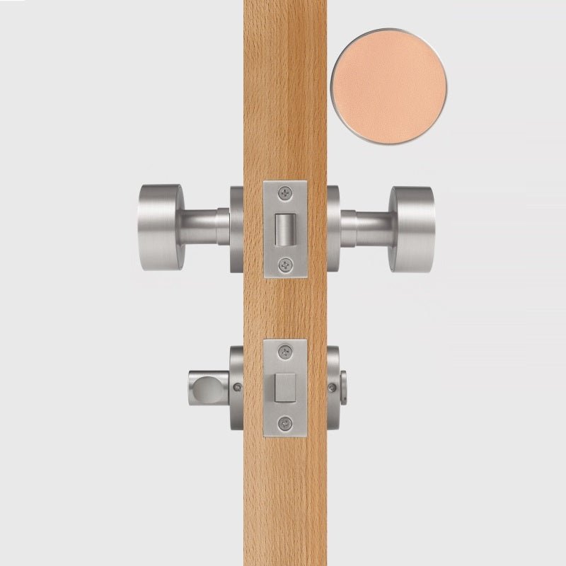 FERN Bouton de porte en laiton massif et cuir - Nickel satiné