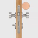 FERN Bouton de porte en laiton massif et cuir - Nickel satiné