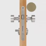 FERN Bouton de porte en laiton massif et cuir - Nickel satiné