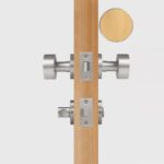 FERN Bouton de porte en laiton massif et cuir - Nickel satiné