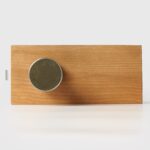 FERN Bouton de porte en laiton massif et cuir - Nickel satiné