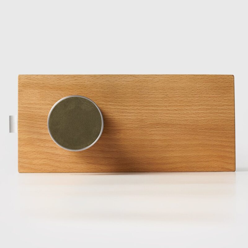 FERN Bouton de porte en laiton massif et cuir - Nickel satiné