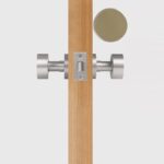 FERN Bouton de porte en laiton massif et cuir - Nickel satiné