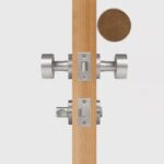 FERN Bouton de porte en laiton massif et cuir - Nickel satiné