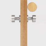 FERN Bouton de porte en laiton massif et cuir - Nickel satiné