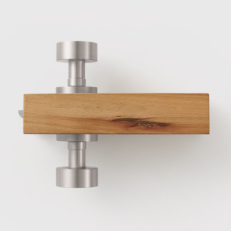 FERN Bouton de porte en laiton massif et cuir - Nickel satiné