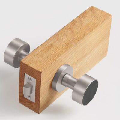 FERN Solid Brass & Leather Door Knob – Satin Nickel - meraki.