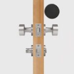 FERN Bouton de porte en laiton massif et cuir - Nickel satiné