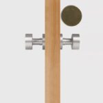 FERN Bouton de porte en laiton massif et cuir - Nickel satiné