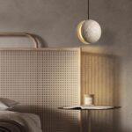 GAIA Pendelleuchte aus Stein und Walnussholz