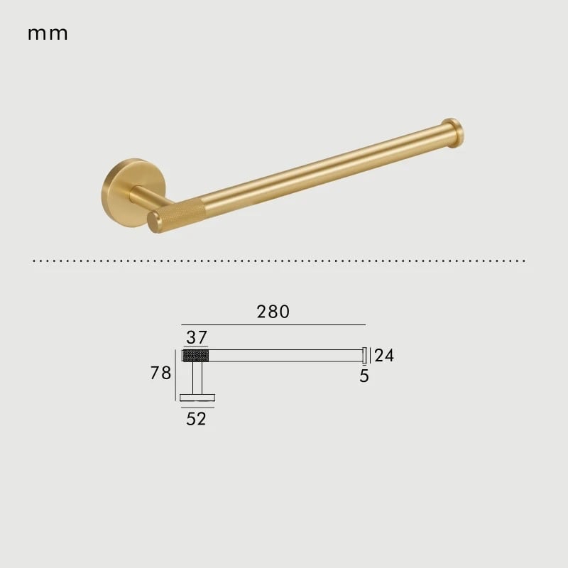 KRAM Geribbelde massief messing handdoekhouder 12 KRAM Geribbelde massief messing handdoekhouder
