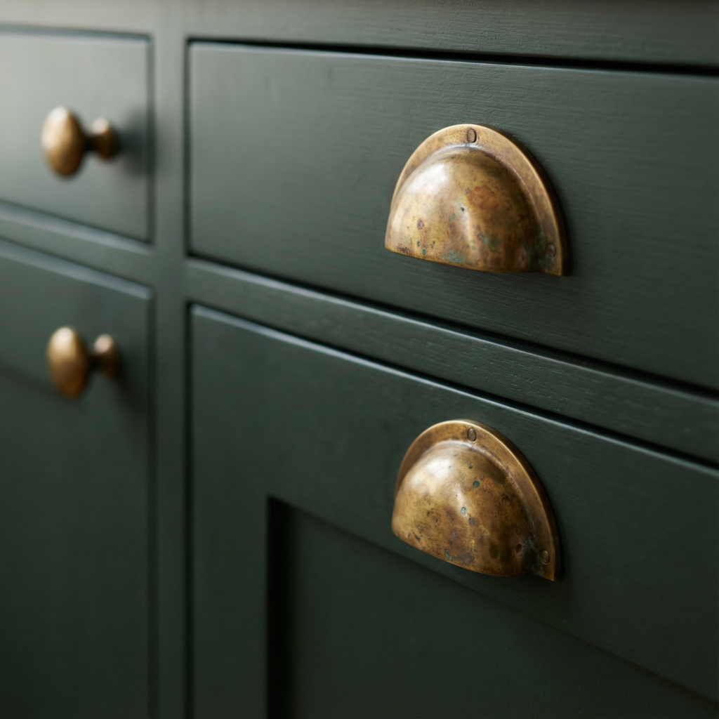 Cinco tendencias de diseño de interiores que marcarán el 2026 1 meraki Primer plano de tiradores de latón sin lacar para armarios en color oscuro 892b618e a275 432a b2fb 213c7acc6750 - meraki.