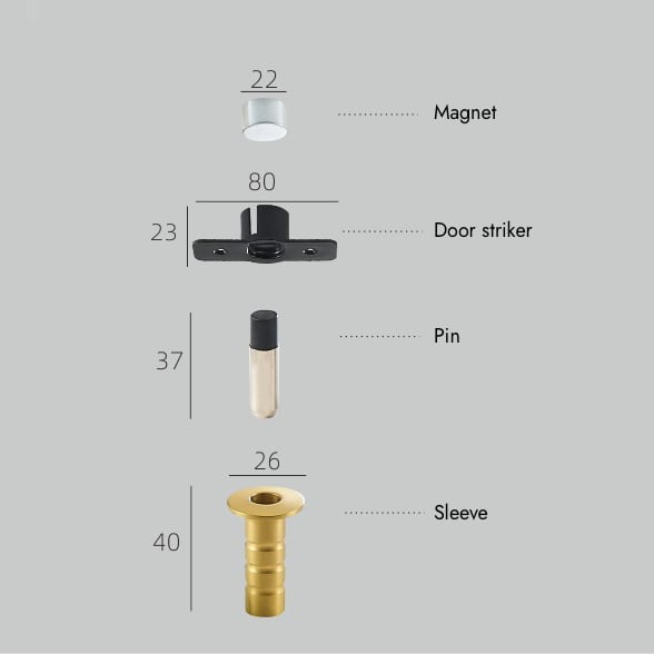 Tope magnético de latón para puertas NEMA (con enchufe antipolvo)