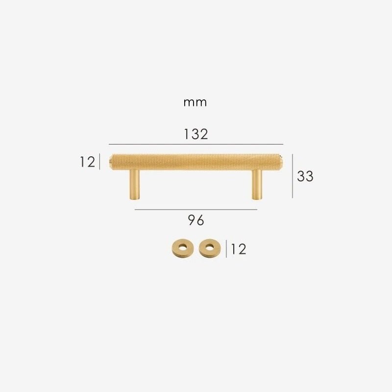 Maniglie zigrinate in ottone massiccio PLAKA