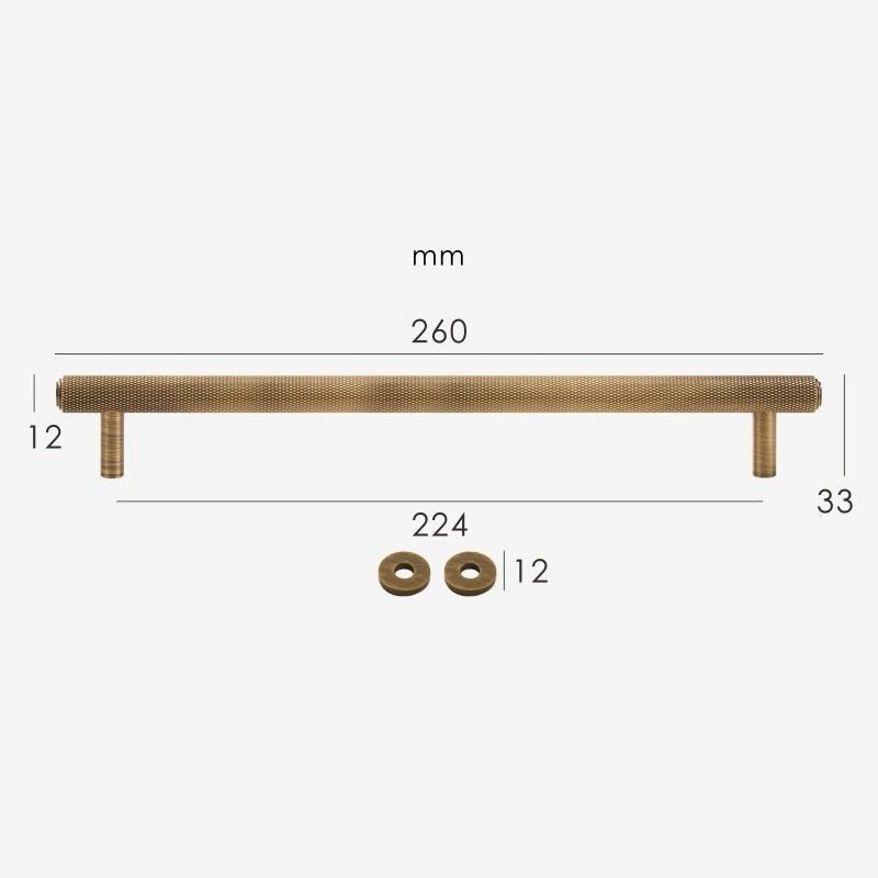 Maniglie zigrinate in ottone massiccio PLAKA