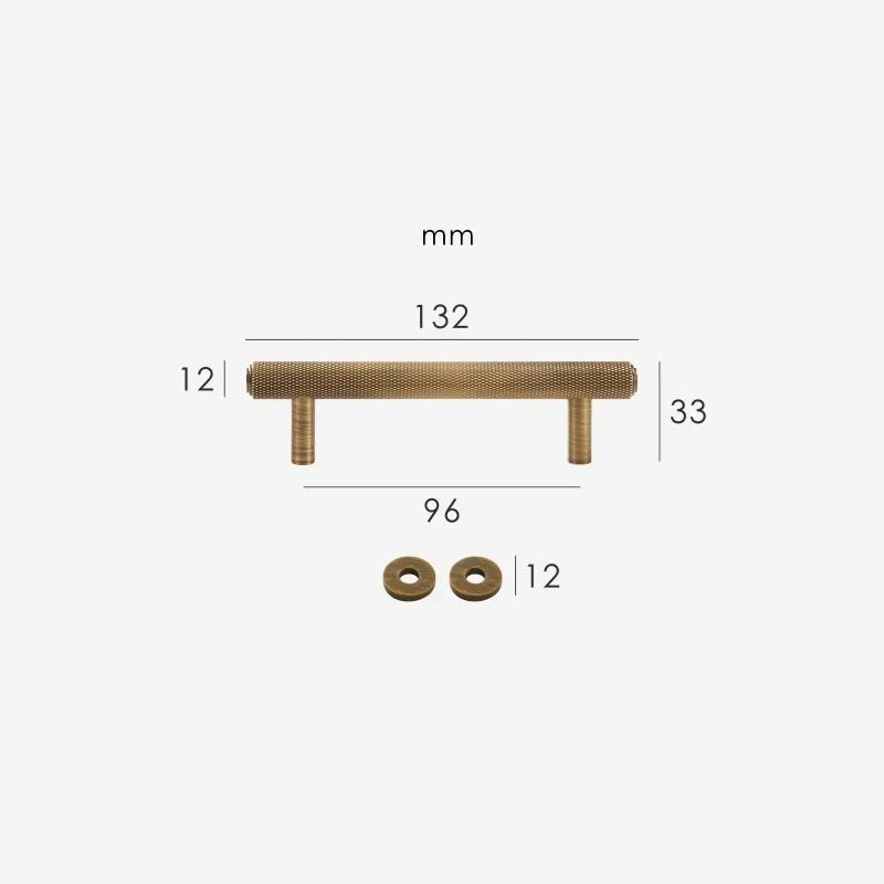 Maniglie zigrinate in ottone massiccio PLAKA
