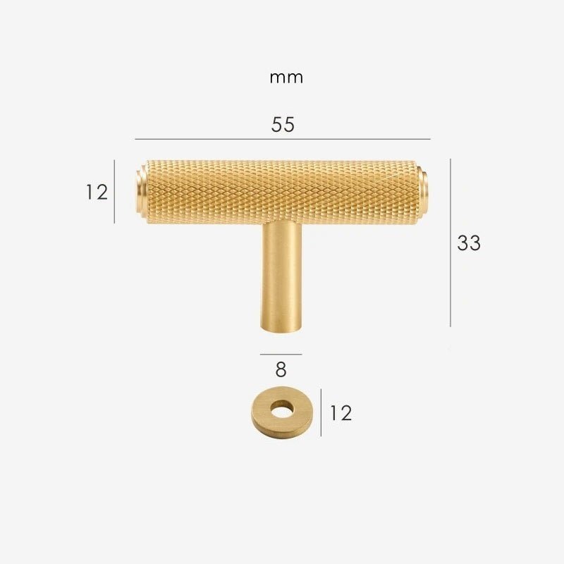 Barras en T moleteadas de latón macizo PLAKA