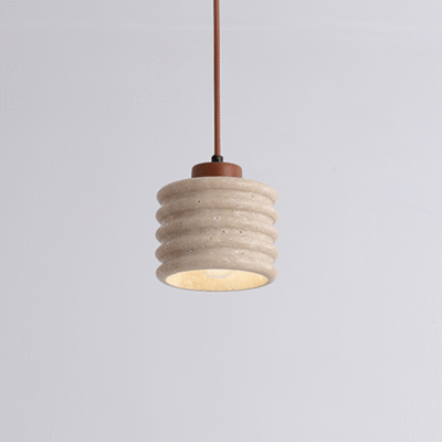 PRIM Stone & Walnut Pendant Light