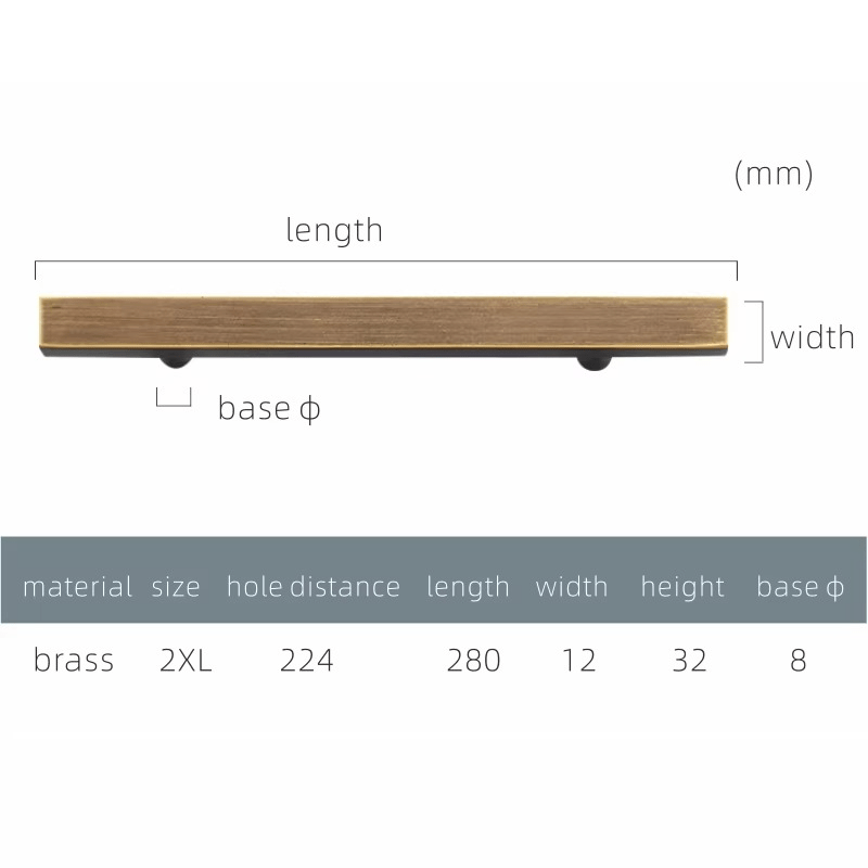 QUADRA Massief messing handgrepen 18 QUADRA Massief messing handgrepen