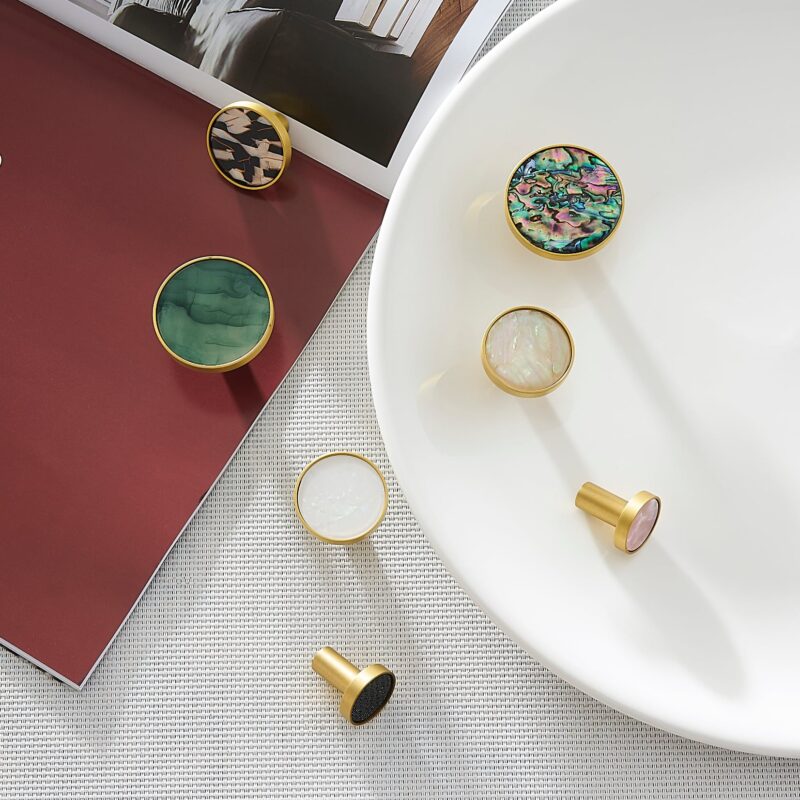 TESTA Solid Brass Acrylic & Shell Knobs 7 TESTA Solid Brass Acrylic & Shell Knobs