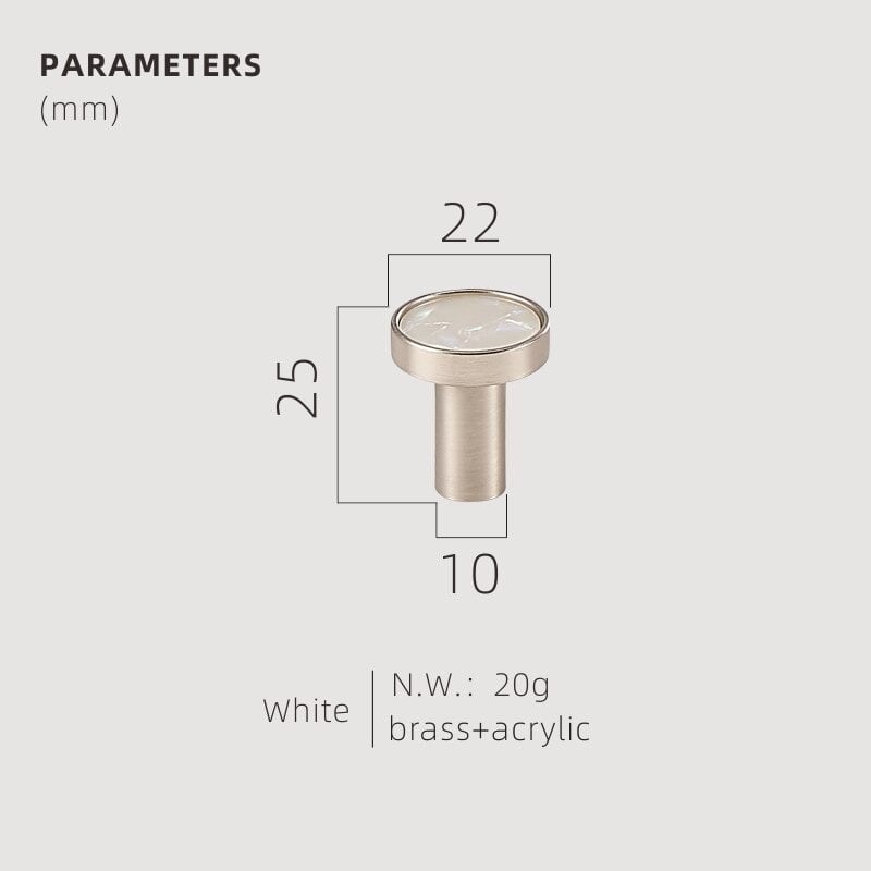TESTA Solid Brass Acrylic & Shell Knobs 74 TESTA Solid Brass Acrylic & Shell Knobs