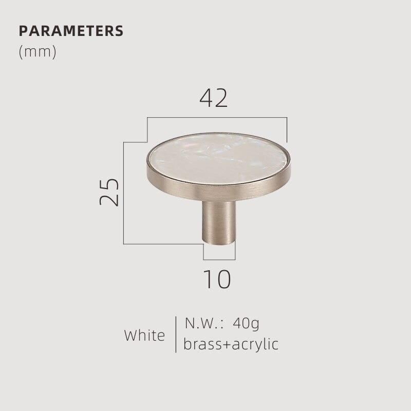 TESTA Solid Brass Acrylic & Shell Knobs 62 TESTA Solid Brass Acrylic & Shell Knobs