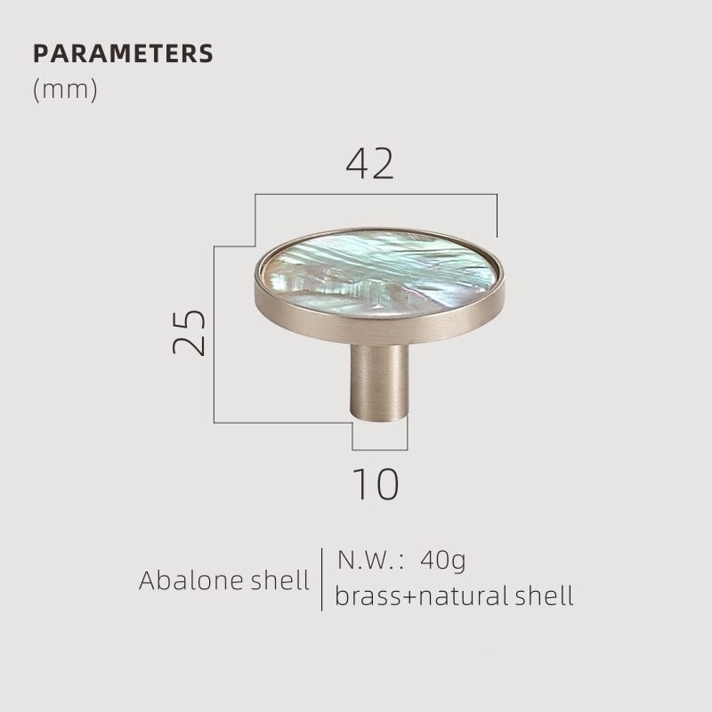TESTA Solid Brass Acrylic & Shell Knobs 57 TESTA Solid Brass Acrylic & Shell Knobs