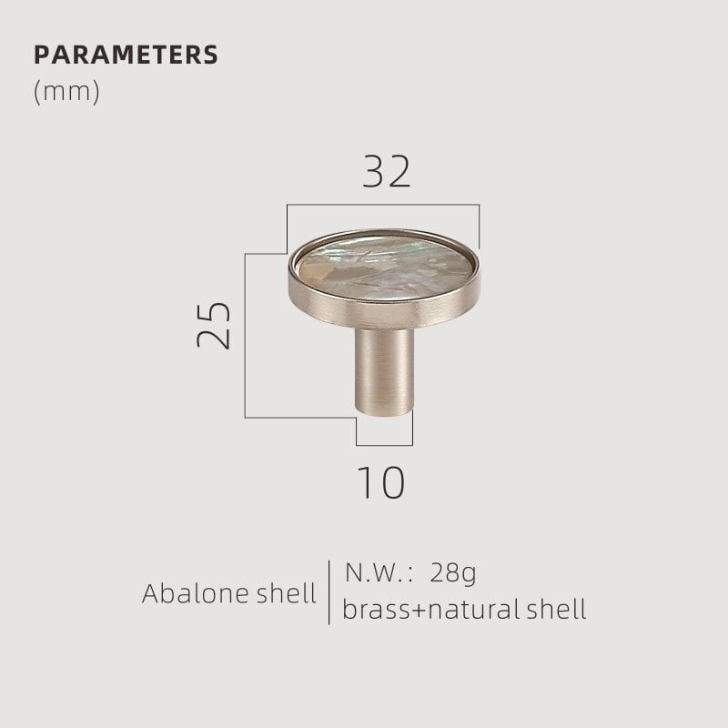 TESTA Solid Brass Acrylic & Shell Knobs 63 TESTA Solid Brass Acrylic & Shell Knobs